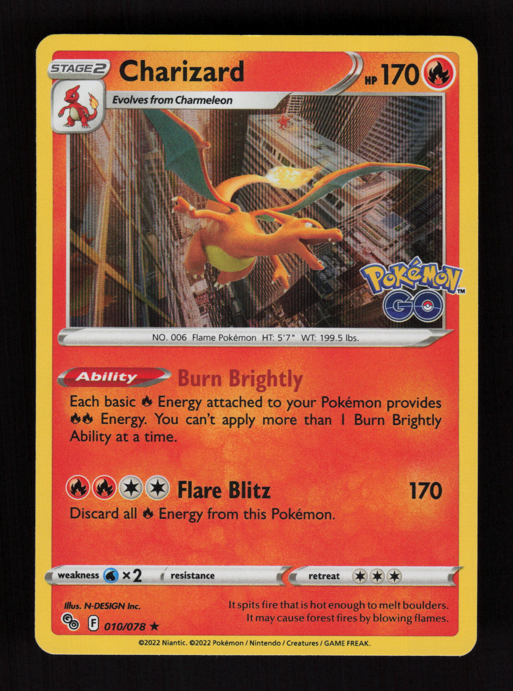 Charizard 010/078 - Holo Rare - Pokemon GO
