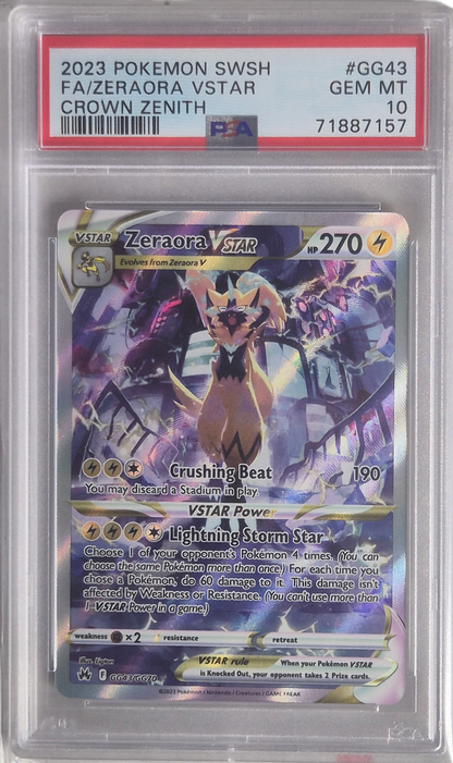 Zeraora - Crown Zenith GG43/GG70 GEM MT - PSA 10