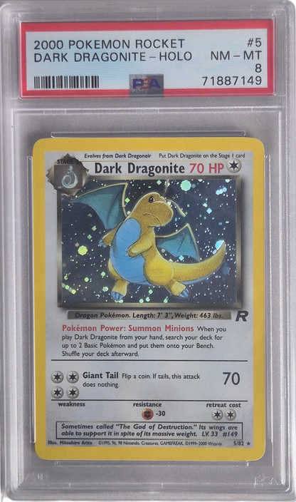 Dark Dragonite - Rocket 005/082 NM-MT - PSA 8