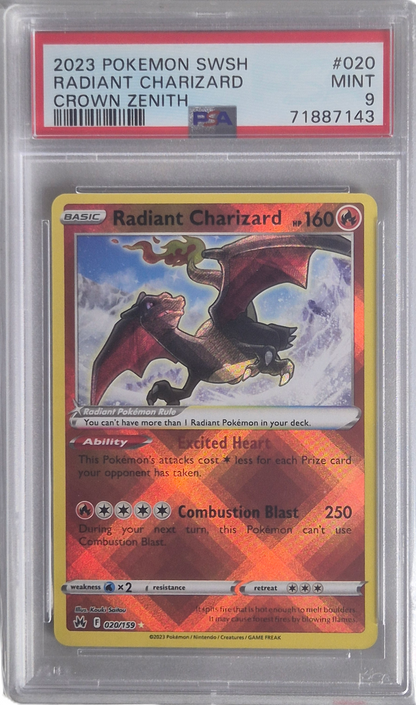 Radiant Charizard - Crown Zenith 020/159 MINT - PSA 9