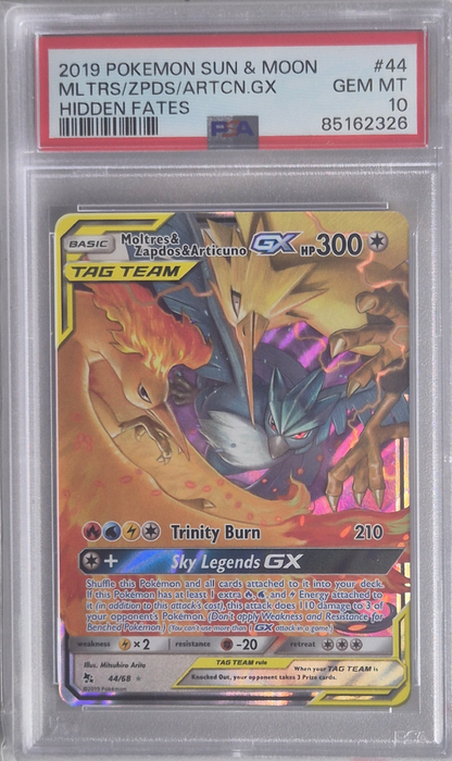 Moltres & Zapdos - Hidden Fates 044/068 GEM MT - PSA 10