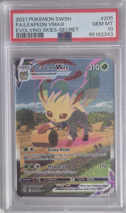 Leafeon Vmax - Evolving Skies 205/203 GEM MT - PSA 10