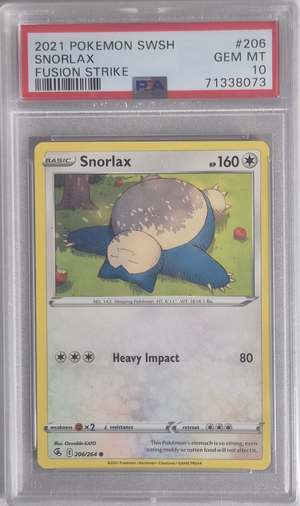 Snorlax - Fusion Strike 206/264 GEM MT - PSA 10