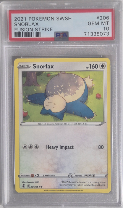 Snorlax - Fusion Strike 206/264 GEM MT - PSA 10