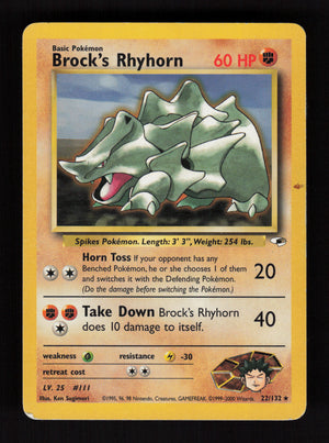 Brock's Rhyhorn (22) 022/132 - Rare - Gym Heroes