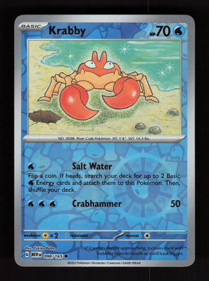 Krabby 098/165 – Reverse Holo - 151 MEW