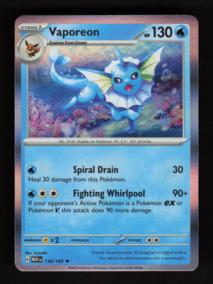Vaporeon 134/165 – Holo Rare - 151 MEW