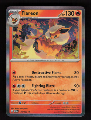 Flareon 136/165 - Holo Rare - 151 MEW