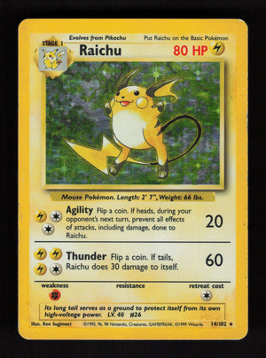 Raichu 14/102 - Holo Rare - Base Set