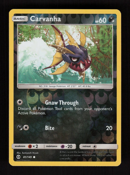 Carvanha 81/149 - Reverse Holo - Sun & Moon