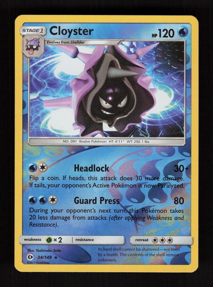 Cloyster 34/149 - Reverse Holo - Sun & Moon