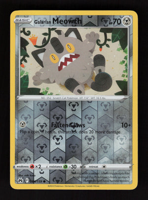 Galarian Meowth 084/159 - Reverse Holo - Crown Zenith