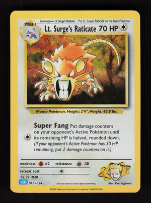 Lt. Surge's Raticate 016/034 - Classic Collection - Trading Card Game Classic