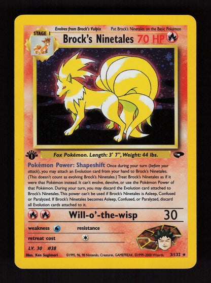 Brock's Ninetales 3/132 - Holo Rare - 1st edition - Gym Challange