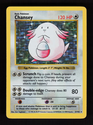 Chansey 3/102 - Holo Rare - SHADOWLESS - Base set
