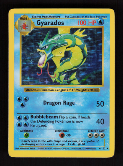 Gyarados 6/102 - Holo Rare - SHADOWLESS - Base set