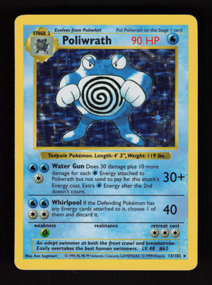 Poliwrath 13/102 - Holo Rare - SHADOWLESS - Base set