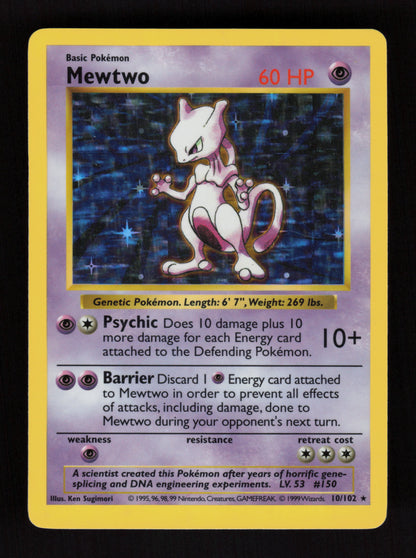 Mewtwo 10/102 - Holo Rare - SHADOWLESS - Base set