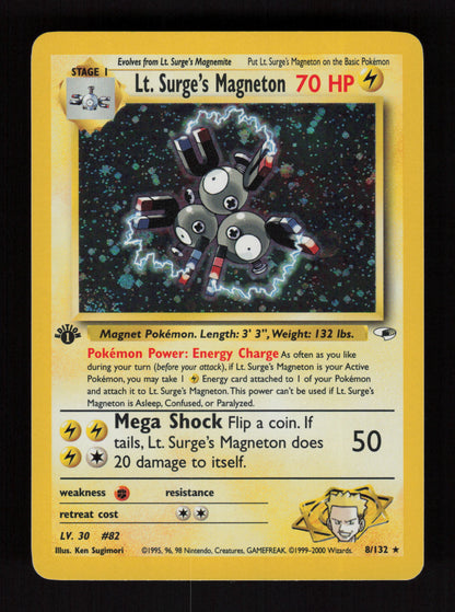 Lt. Surge's Magneton 8/132 - Holo Rare - 1st edition - Gym Heroes