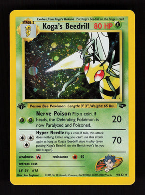 Koga's Beedrill 9/132 - Holo Rare - 1st edition - Gym Challange