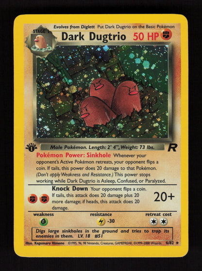 Dark Dugtrio 6/82 - Holo Rare - 1st edition - Team Rocket