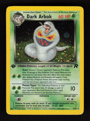Dark Arbok 6/82 - Holo Rare - 1st edition - Team Rocket