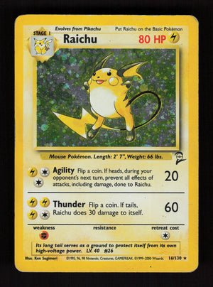 Raichu 16/130 - Holo Rare - Base set 2