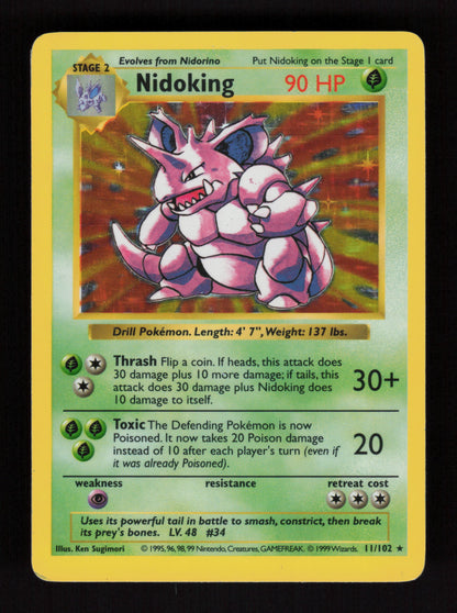 Nidoking 11/102 - Holo Rare - SHADOWLESS - Base set