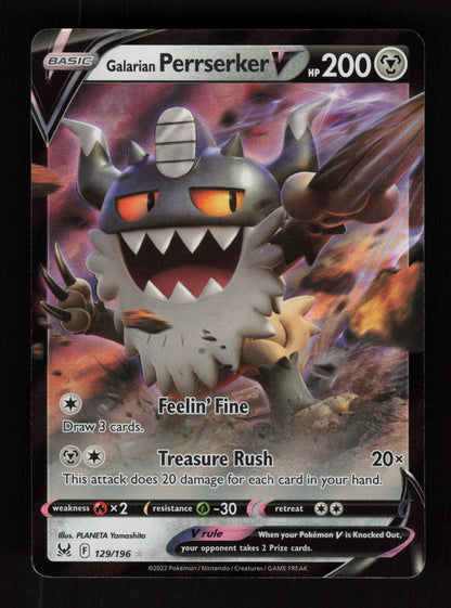 Galarian Perrserker V 129/196 - Ultra Rare - Lost Origin