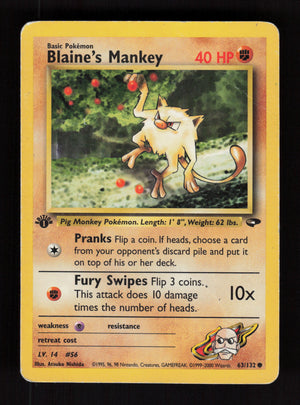 Blaine's Mankey 63/132 - 1st edition - Gym Challange