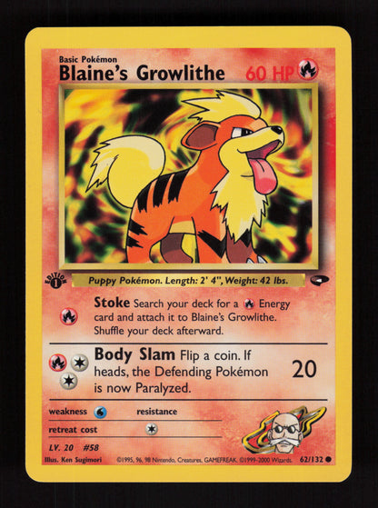 Blaine's Growlithe 62/132 - 1st Edition - Gym Challenge
