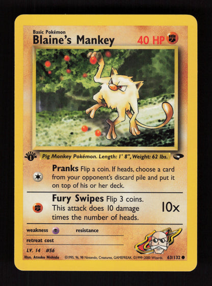 Blaine's Mankey 63/132 - 1st Edition - Gym Challenge