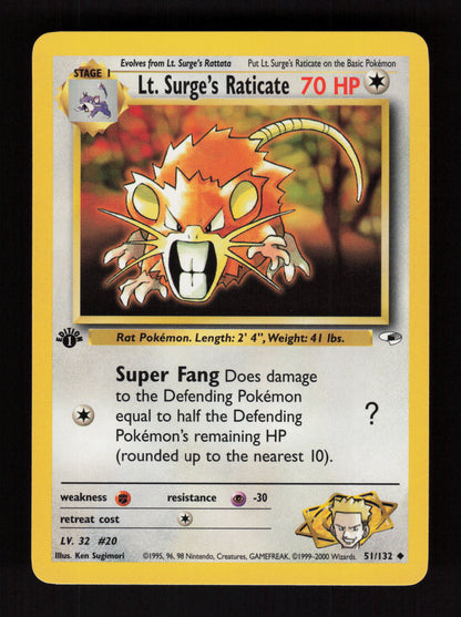 Lt. Surge's Raticate 51/132 - 1st Edition - Gym Heroes
