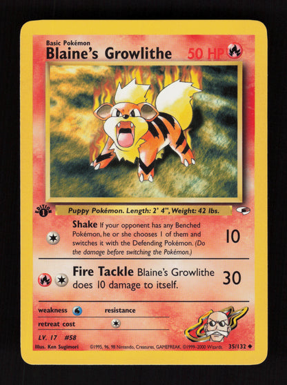 Blaine's Growlithe 35/132 - 1st Edition - Gym Heroes