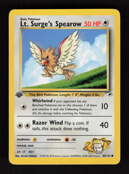 Lt. Surge's Spearow 83/132 - 1st Edition - Gym Heroes