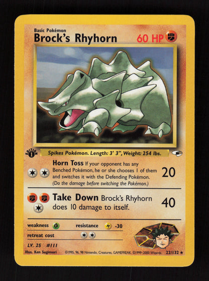 Brock's Rhyhorn 22/132 - 1st Edition - Gym Heroes