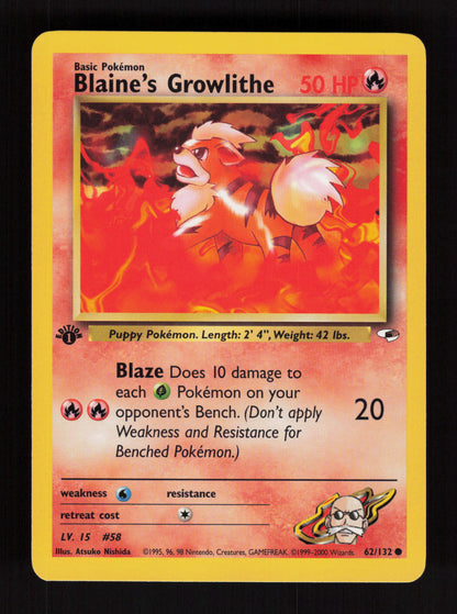 Blaine's Growlithe 62/132 - 1st Edition - Gym Heroes