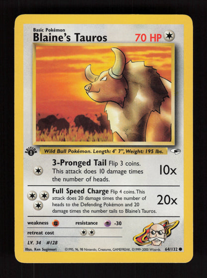 Blaine's Tauros 64/132 - 1st Edition - Gym Heroes