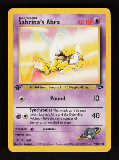 Sabrina's Abra 93/132 - 1st Edition - Gym Challenge