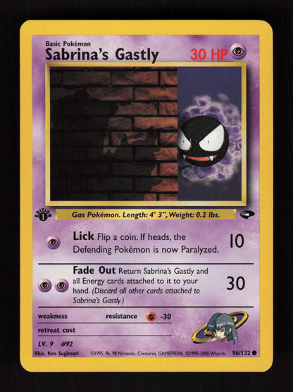 Sabrina's Gastly 96/132 - 1st Edition - Gym Challenge