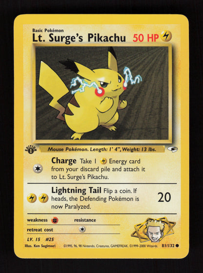 Lt. Surge's Pikachu 81/132 - 1st Edition - Gym Heroes