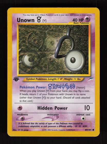 Unown V 89/105 - 1st Edition - Neo Destiny