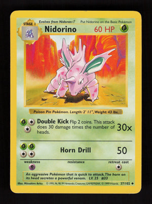 Nidorino 37/102 - Shadowless - Base Set