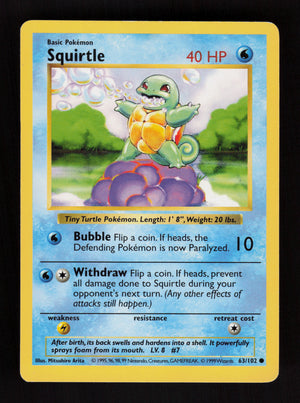 Squirtle 63/102 - Shadowless - Base Set