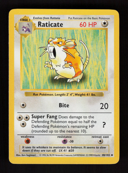 Raticate 40/102 - Shadowless - Base Set