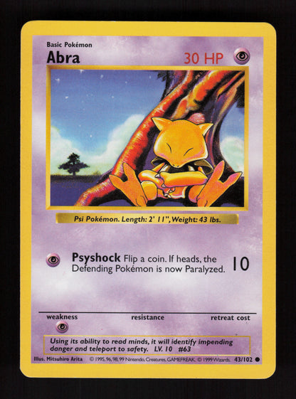 Abra 43/102 - Shadowless - Base Set