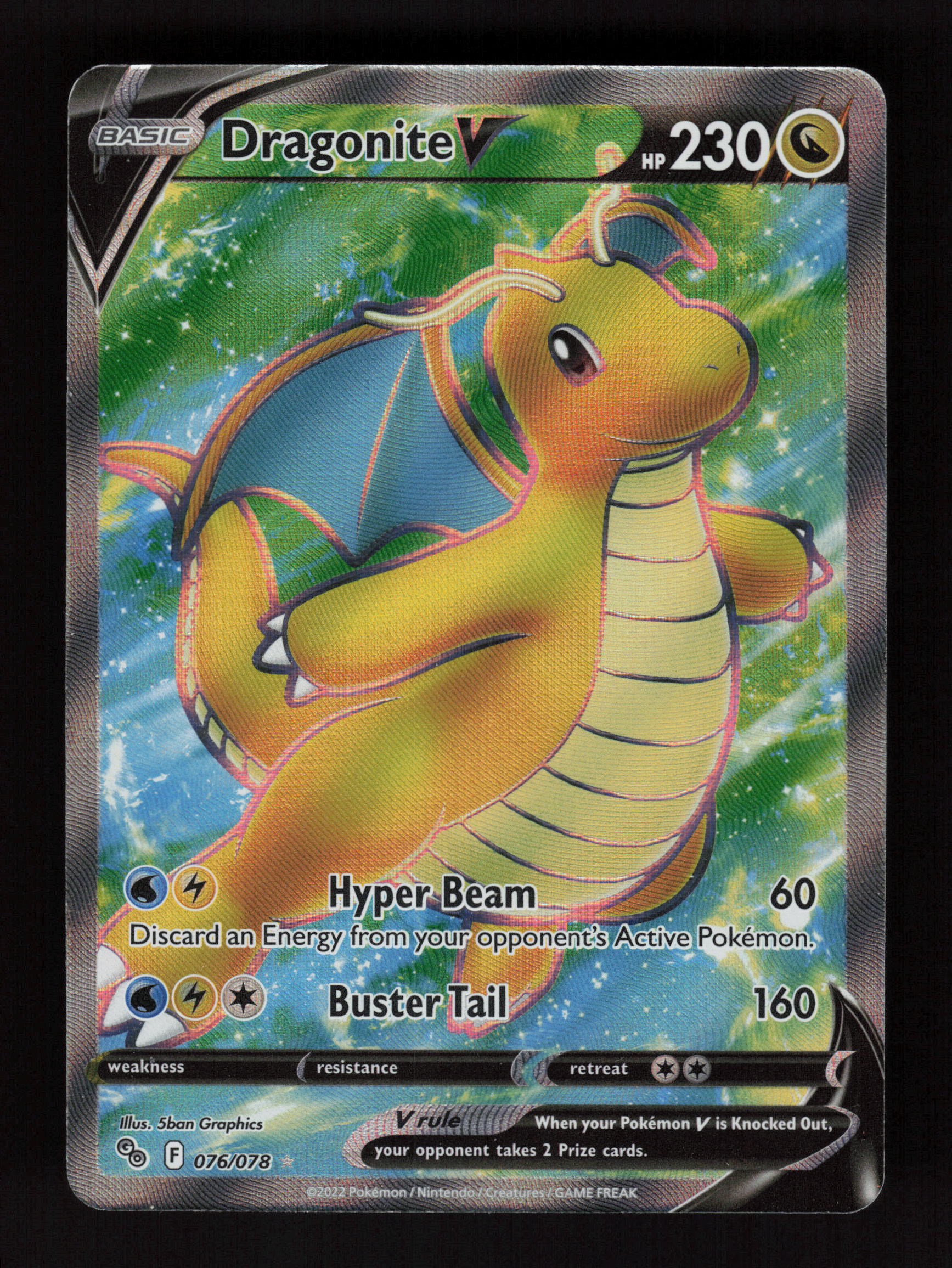 Dragonite V (Full Art) Ultra Rare Pokemon GO 076/078 NM