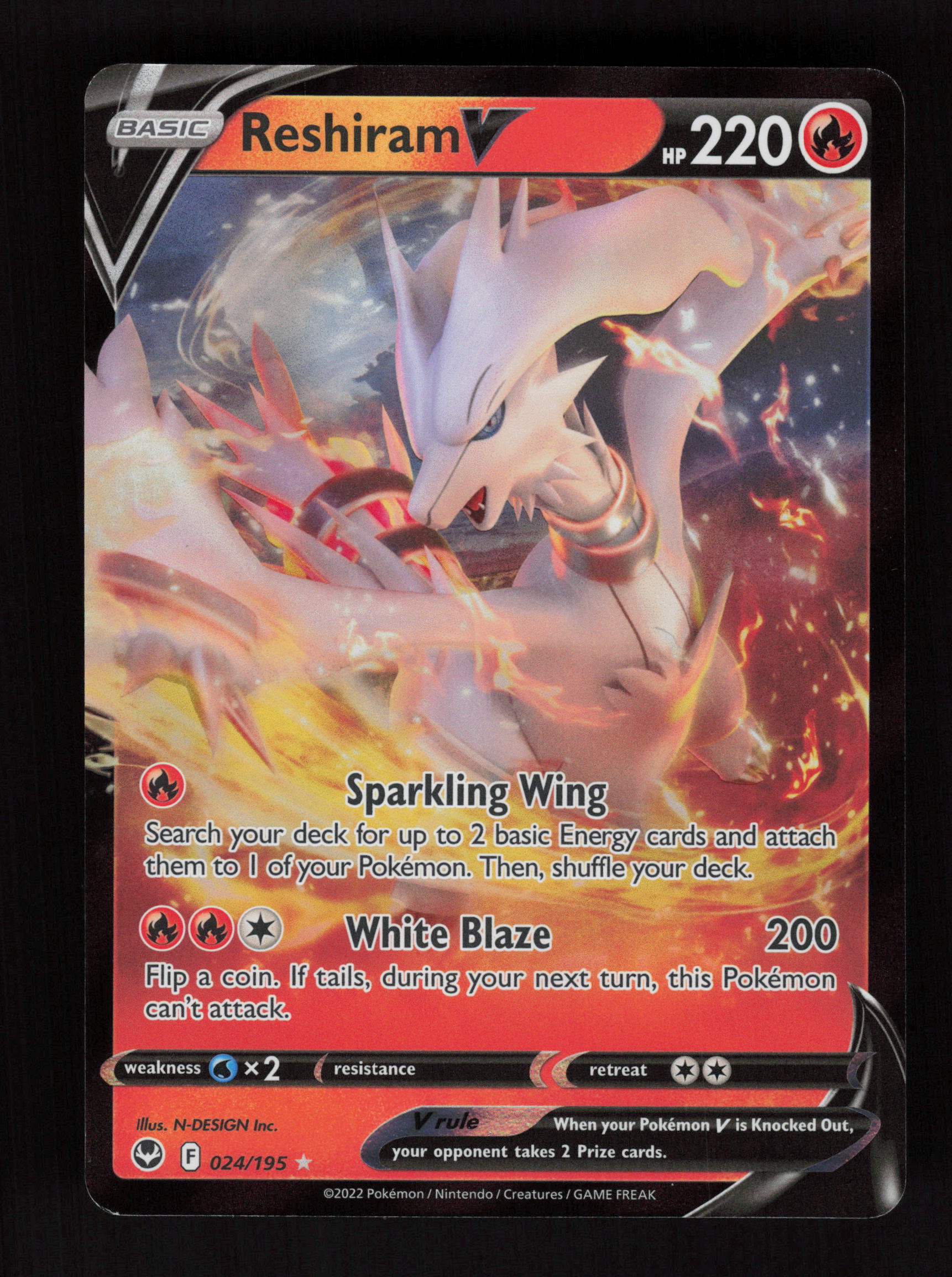Reshiram V 024/195 - Ultra Rare - SWSH12: Silver Tempest