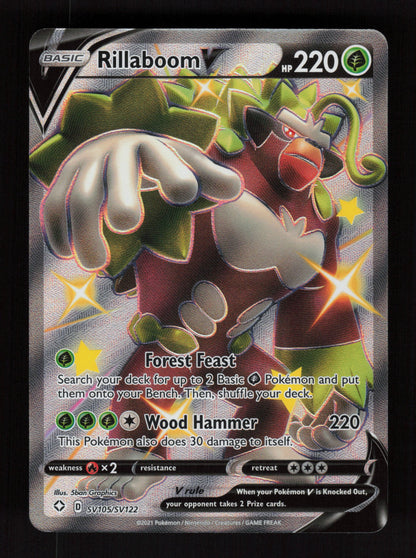Rillaboom V SV105/SV122 - Shiny Holo Rare - Shining Fates: Shiny Vault