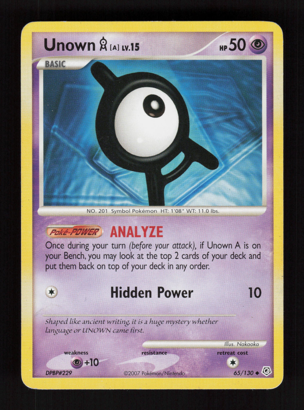 Unown [A] 65/130 - Uncommon - Diamond and Pearl